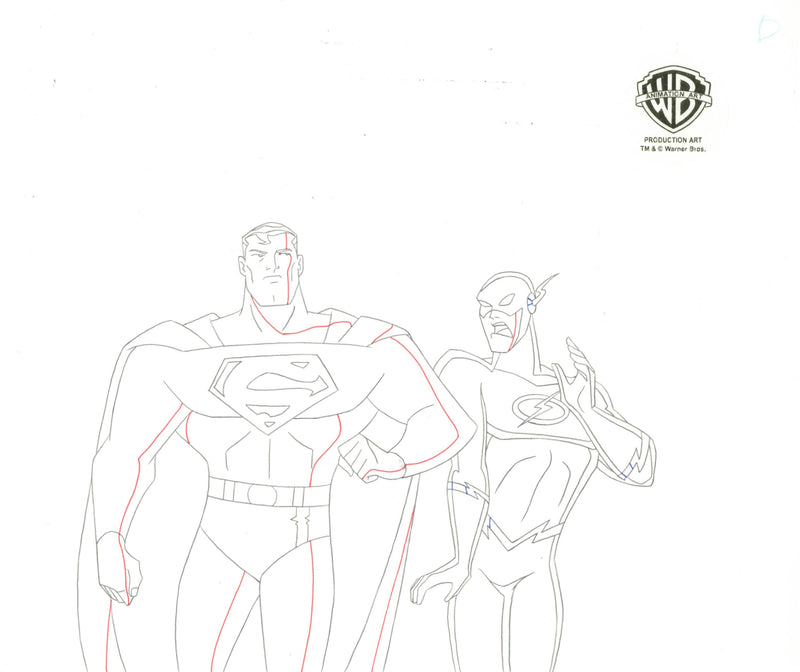 Justice League Original Production Drawing: Superman, Flash