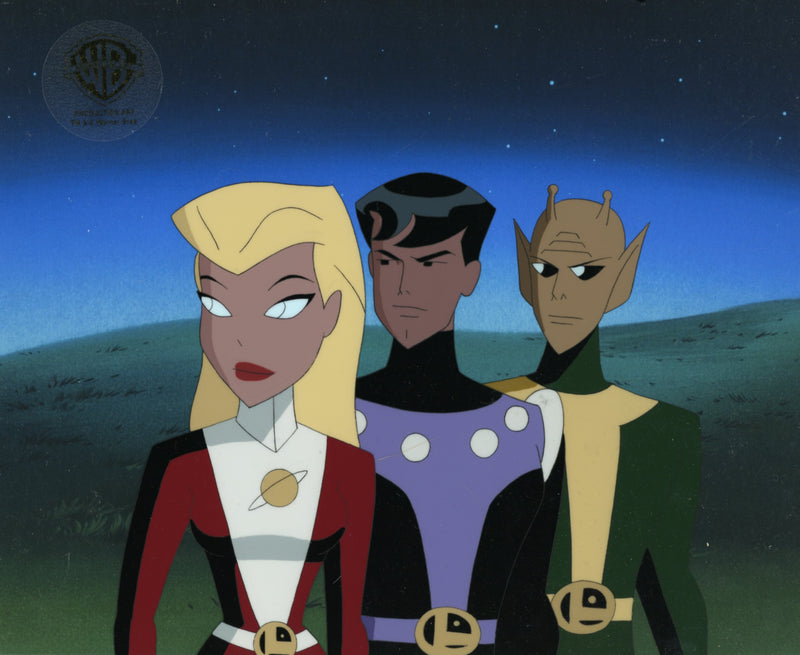 Superman the Animated Series Original Production Cel with Matching Drawing: Saturn Girl, Cosmic Boy, Chameleon Boy