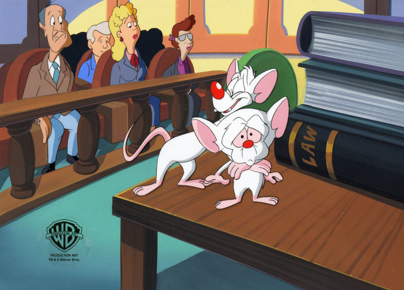 Pinky and The Brain Original Production Cel on Original Background: Pinky, Brain