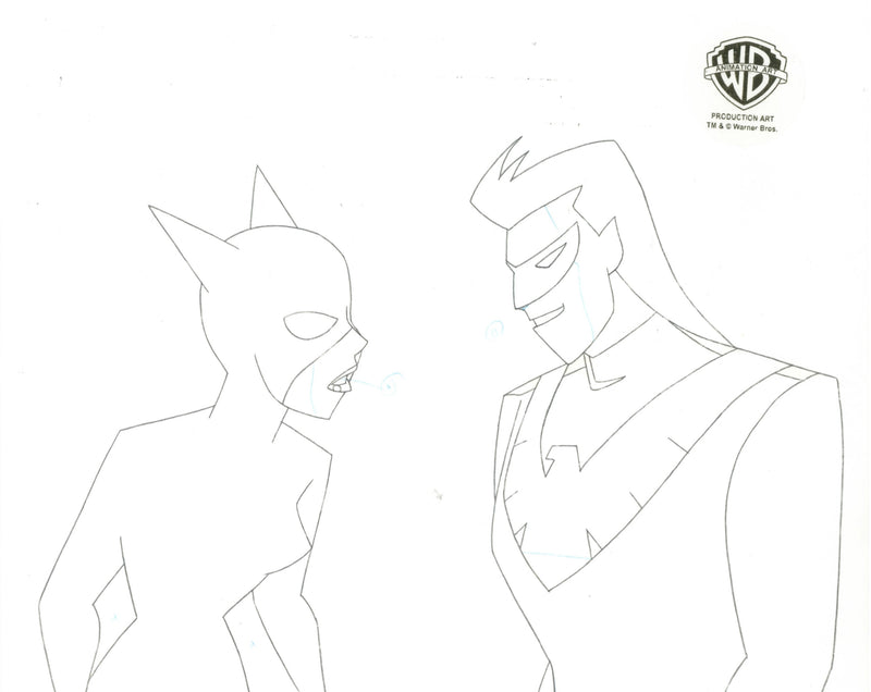 The New Batman Adventures Original Production Drawing: Catwoman, Nightwing