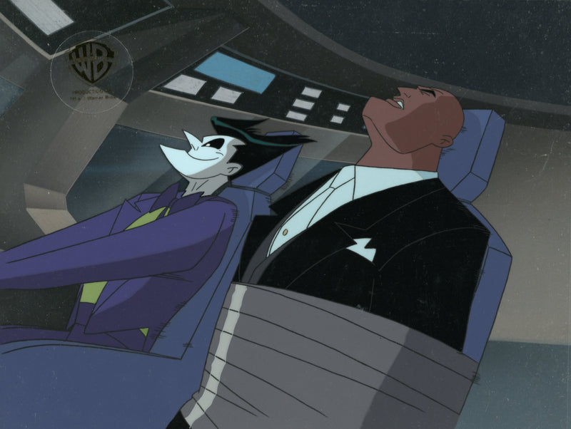 Superman the Animated Series Original Production Cel on Original Background: Joker, Lex Luthor