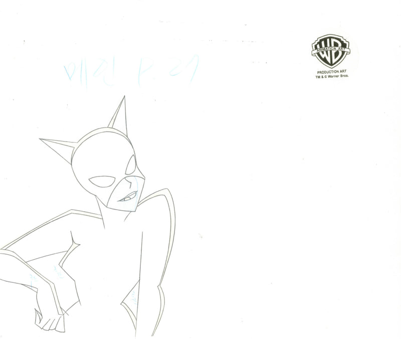 The New Batman Adventures Original Production Cel with Matching Drawing: Catwoman, Nightwing