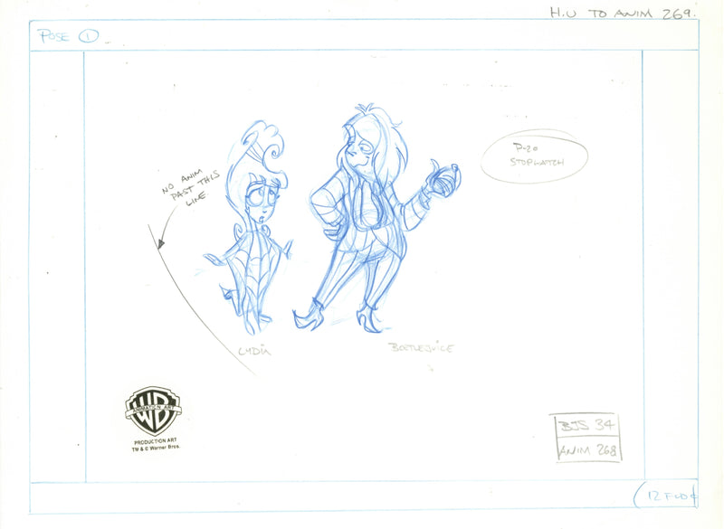 Beetlejuice The Animated Series Original Production Drawing: Lydia, Beetlejuice