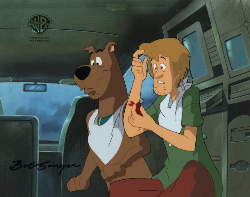 Scooby-Doo on Zombie Island Original Production Cel with Matching Drawings Signed by Bob Singer: Scooby-Doo and Shaggy