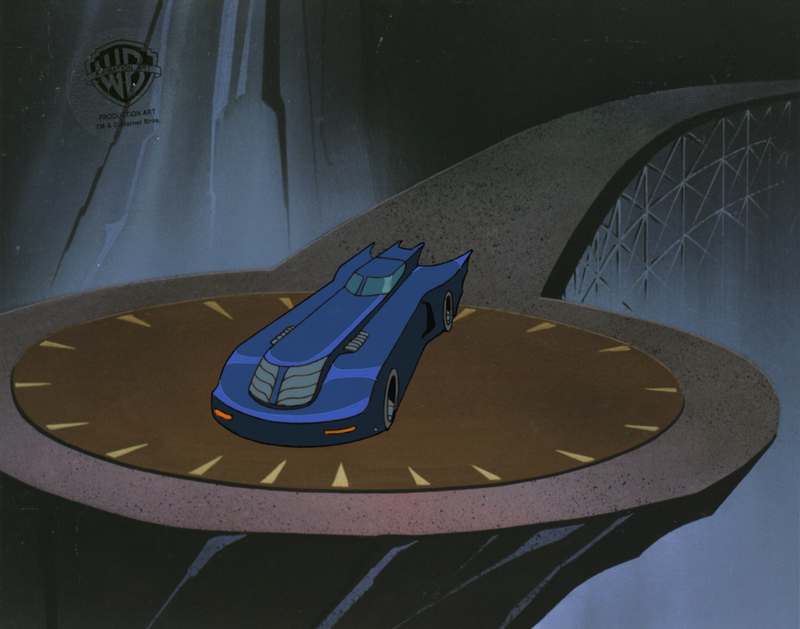 Batman The Animated Series Original Production Cel with Matching Drawing: Batmobile