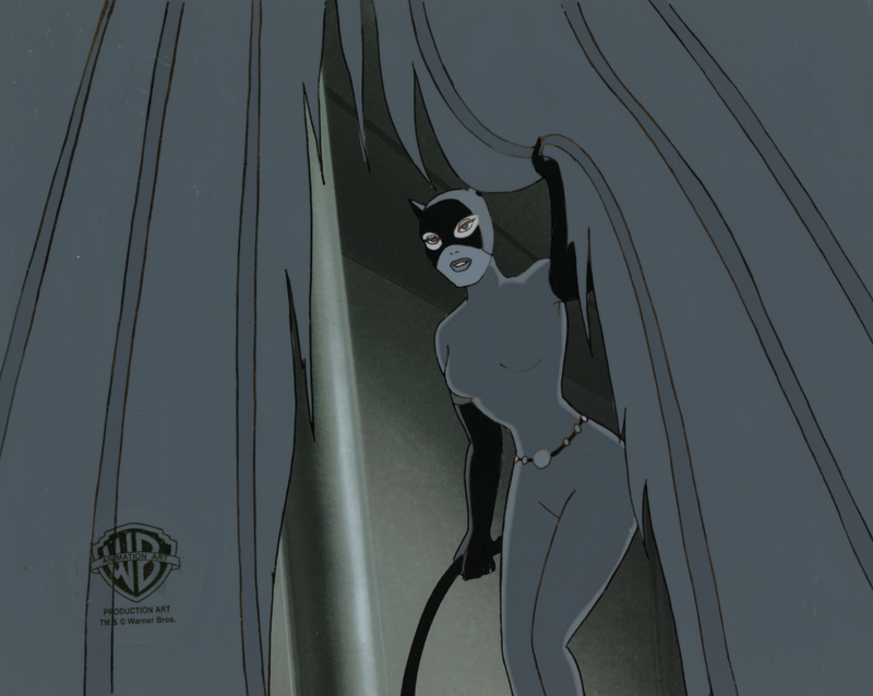 Batman The Animated Series Original Production Cel with Matching Drawing: Catwoman