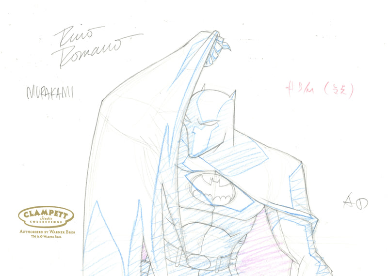 The Batman Original Production Drawing Signed by Glen Murakami and Rino Romano: Batman