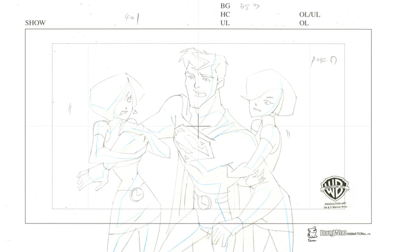 Legion of Super Heroes Original Production Drawing: Superman, Triplicate Girl