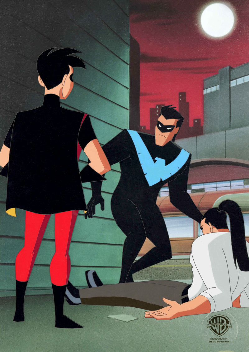 The New Batman Adventures Original Panoramic Production Cel: Nightwing, Robin