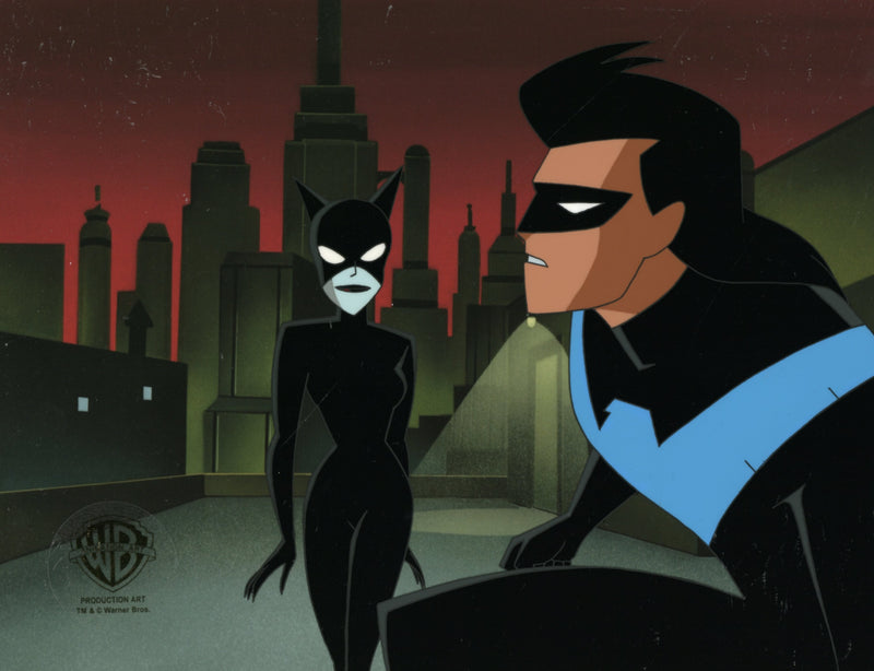 The New Batman Adventures Original Production Cel with Matching Drawing: Catwoman, Nightwing