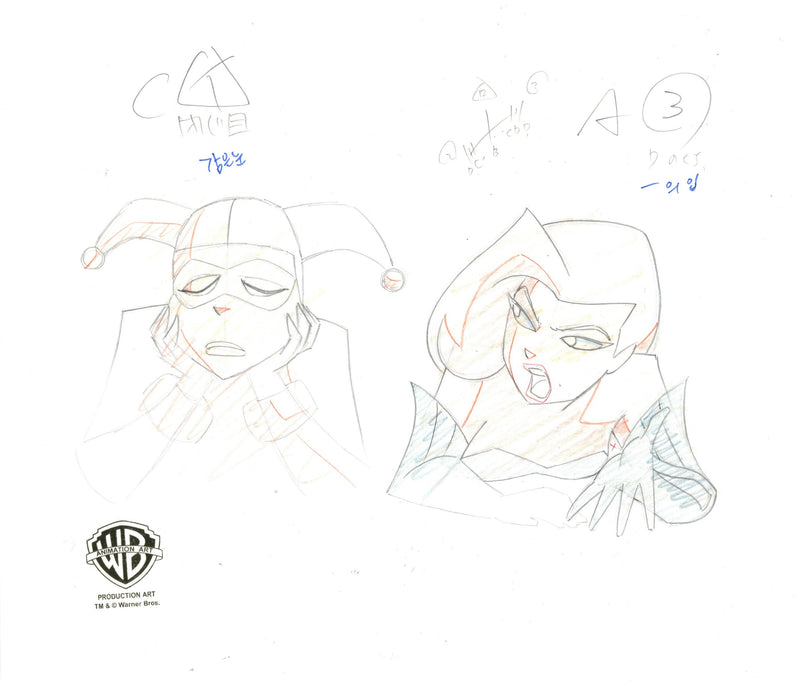 The New Batman Adventures Original Production Drawing: Harley Quinn and Poison Ivy