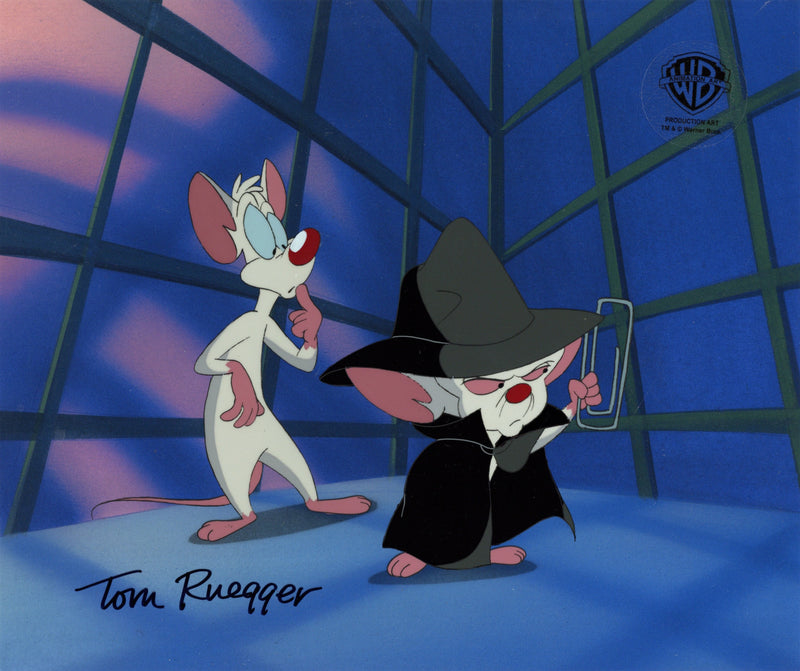 Pinky And The Brain Original Production Cel Signed by Tom Ruegger: Pinky, Brain