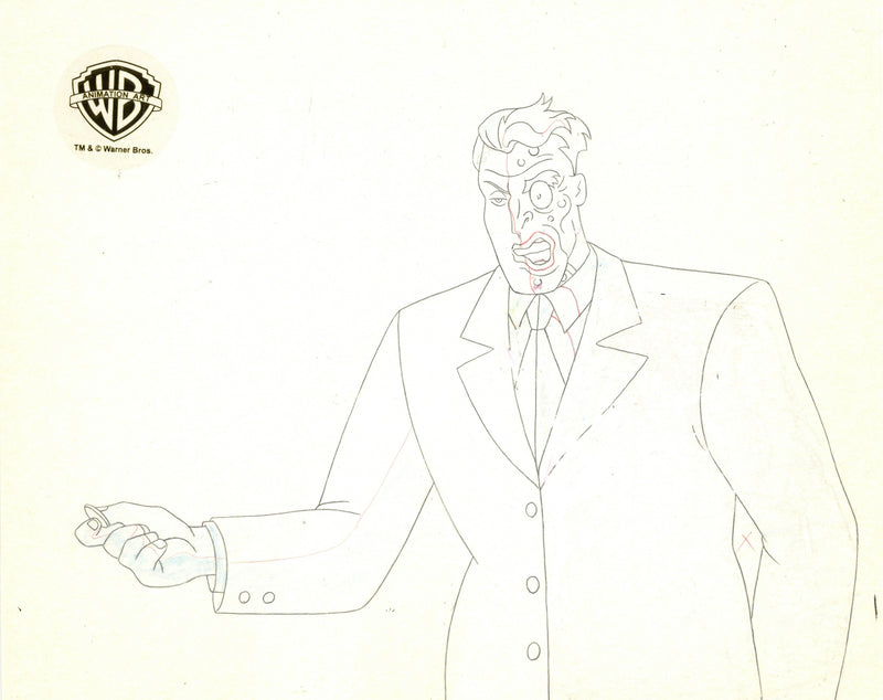 Batman The Animated Series Original Production Cel with Matching Drawing: Two-Face