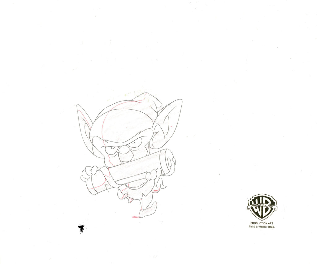 Pinky And The Brain Original Production Cel with Matching Drawing Signed by Tom Ruegger: Pinky, Brain