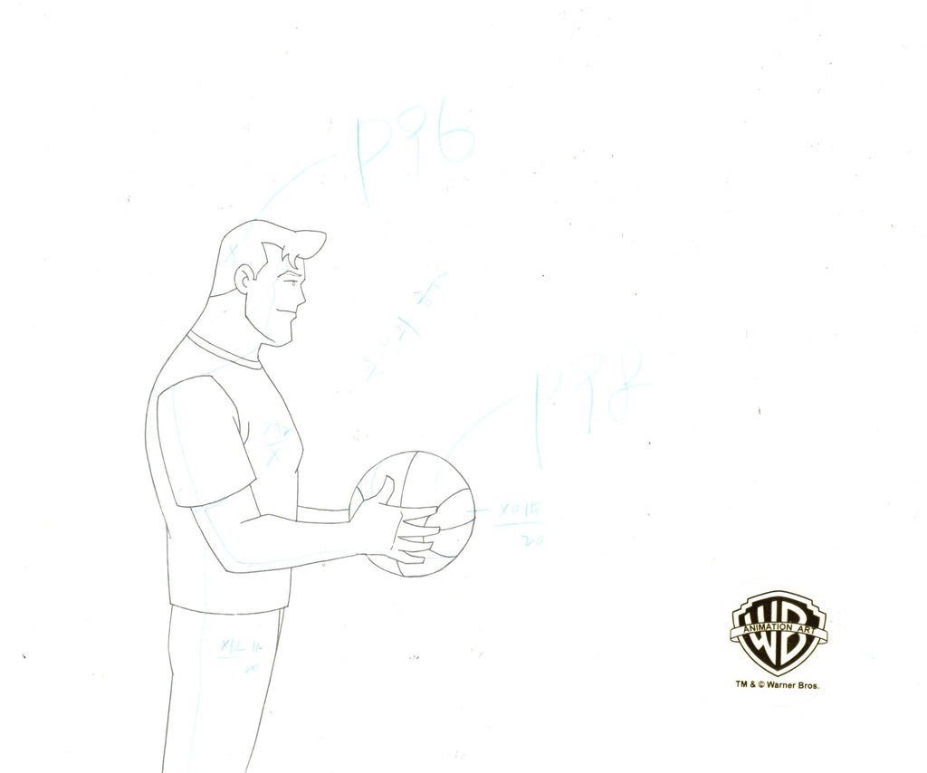 Superman The Animated Series Original Production Cel on Original Background with Matching Drawing: Clark, Kenny