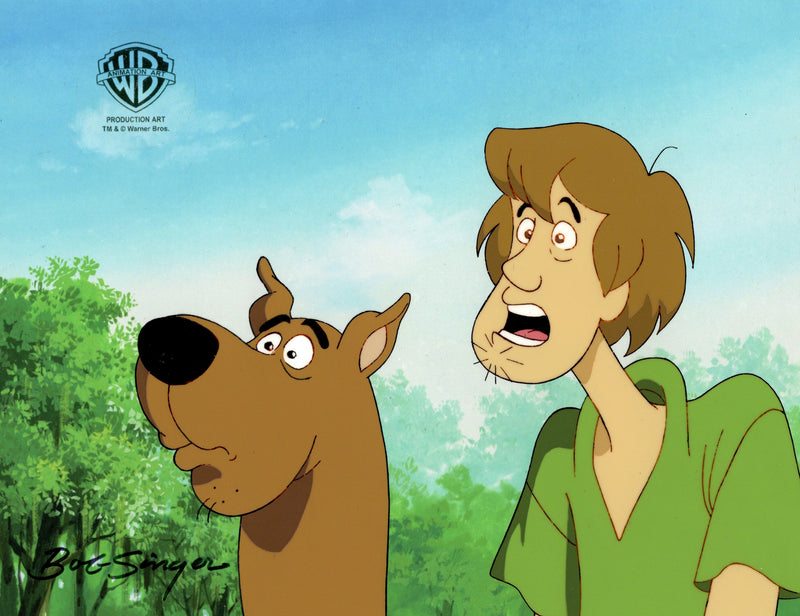 Scooby-Doo on Zombie Island Original Production Cel With Matching Drawing Signed by Bob Singer: Scooby and Shaggy