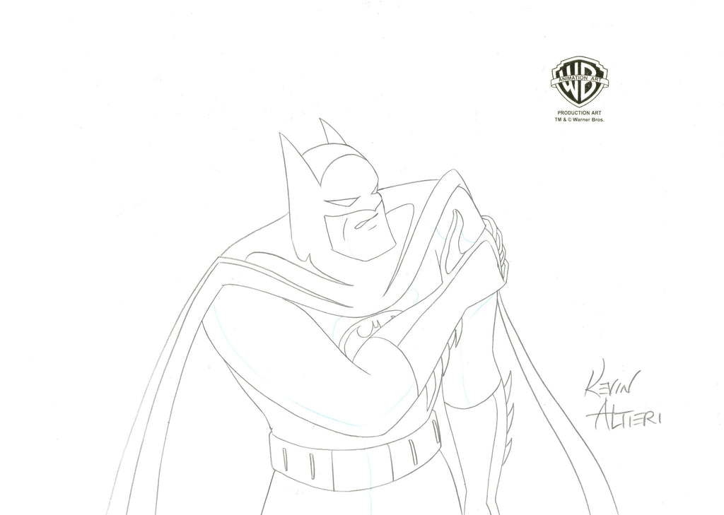 Batman: Mask of the Phantasm Original Production Cel with Matching Drawing Double Signed by Kevin Altieri: Batman