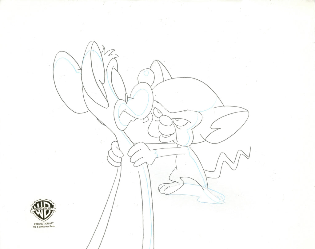 Pinky And The Brain Original Production Cel with Matching Drawing Signed by Tom Ruegger: Pinky, Brain