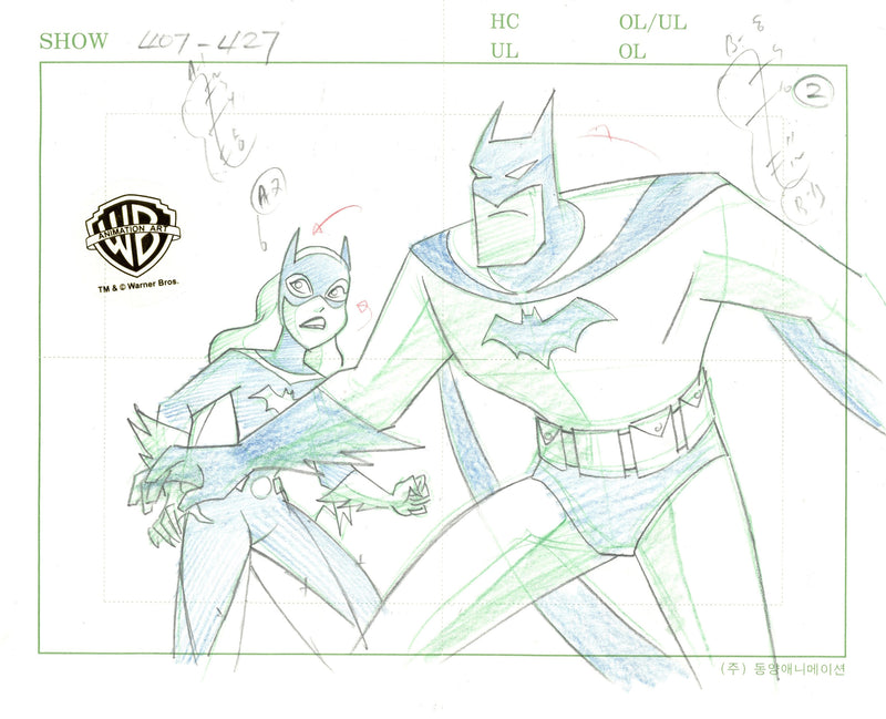 The New Batman Adventures Original Production Drawing: Batgirl, Batman