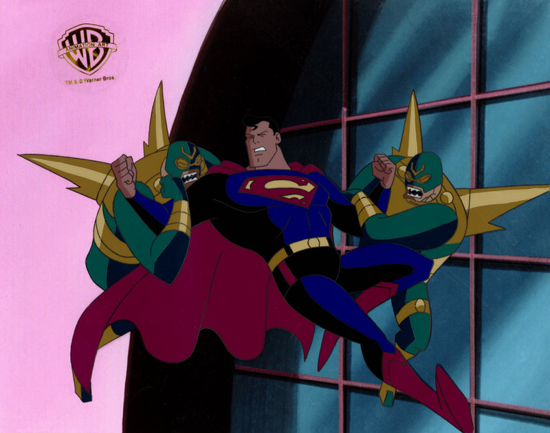 Superman The Animated Series Original Production Cel with Matching Drawing: Superman, Parademons