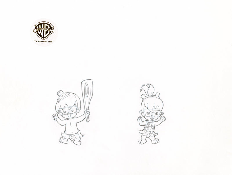 The Flintstones Original Production Drawing: Bamm-Bamm, Pebbles