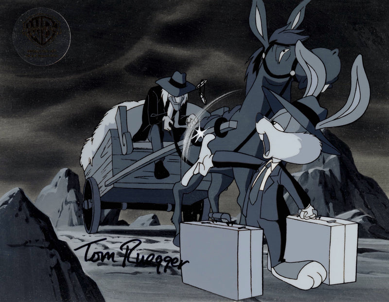 Tiny Toons Original Production Cel on Original Background Signed by Tom Ruegger: Buster Bunny