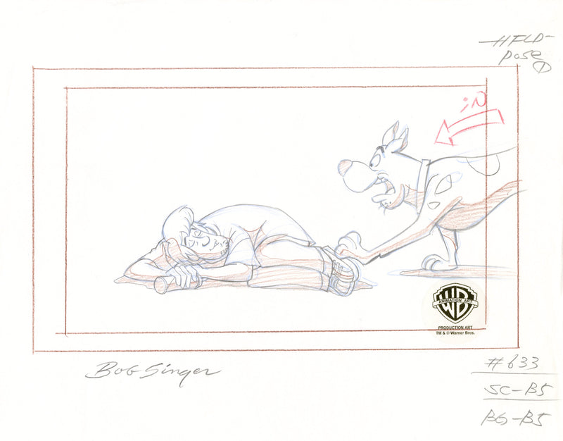 What's New, Scooby-Doo? Original Production Drawing Signed by Bob Singer: Scooby-Doo, Shaggy