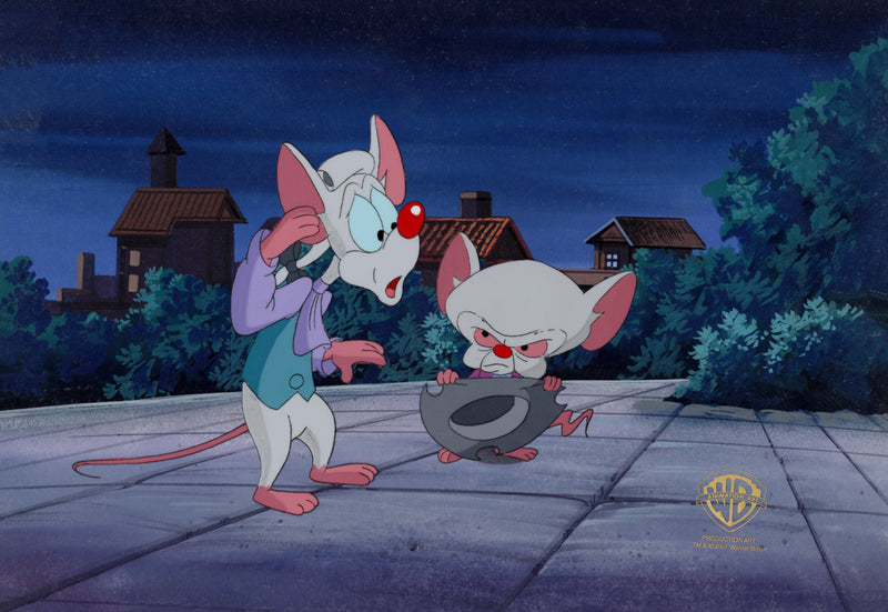 Pinky And The Brain Original Production Cel on Original Background: Pinky, Brain