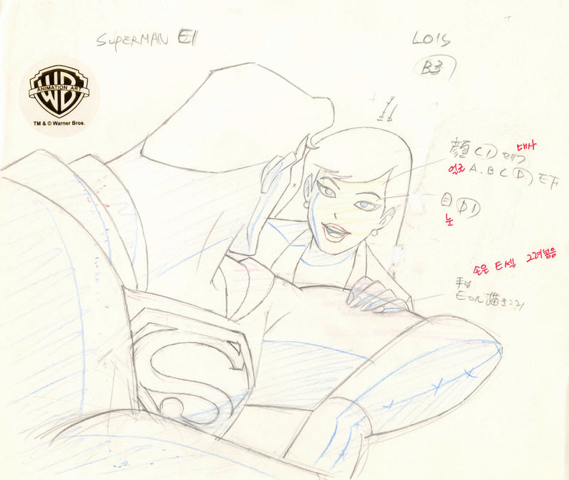 Superman The Animated Series Original Production Drawing: Superman, Lois Lane