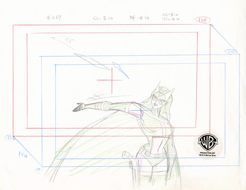 Justice League Unlimited Original Production Layout Drawing: Huntress