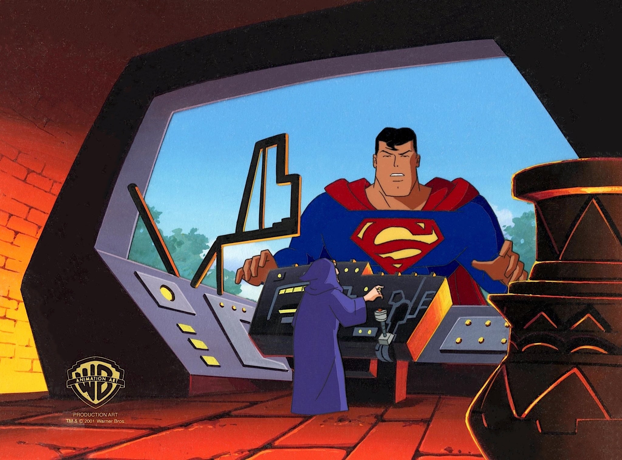 Superman The Animated Series Original Production Cel on Original