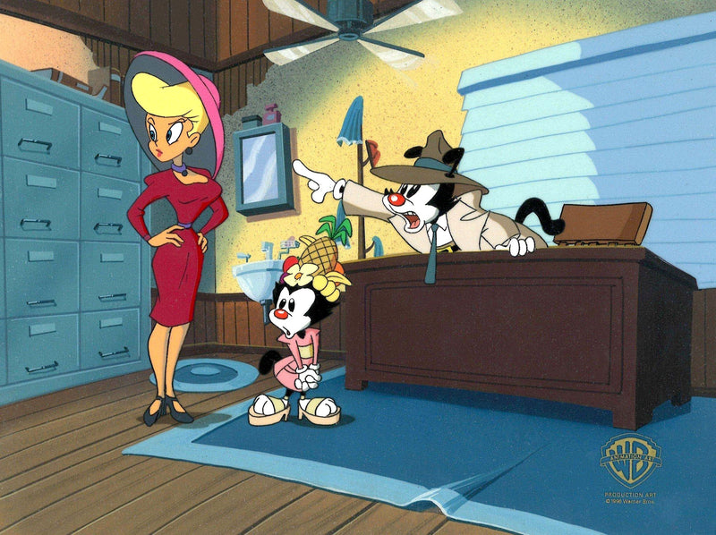 Animaniacs Original Production Cel on Original Background: Nurse, Yakko, and Dot