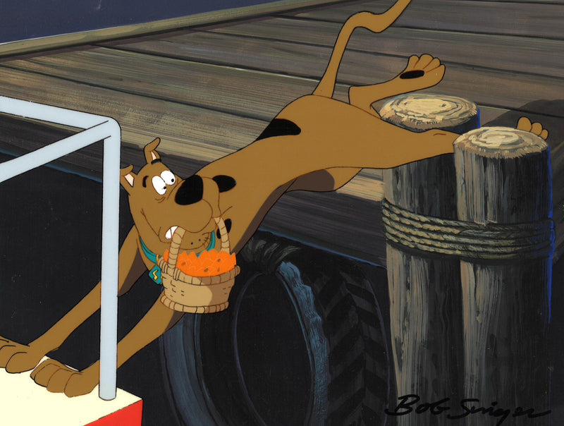 Scooby-Doo on Zombie Island Original Production Cel on Original Background Signed by Bob Singer: Scooby (Framed)