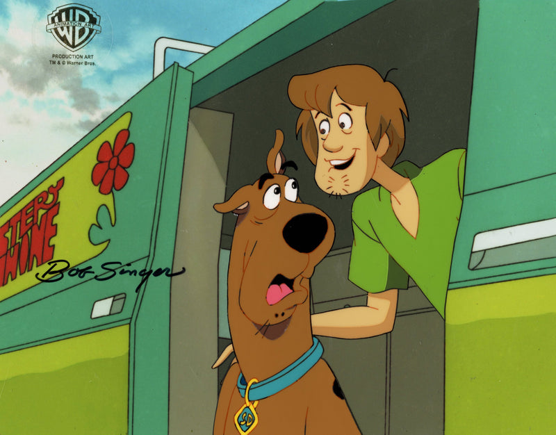 Scooby-Doo on Zombie Island Original Production Cel with Matching Drawings Signed by Bob Singer: Scooby-Doo, Shaggy