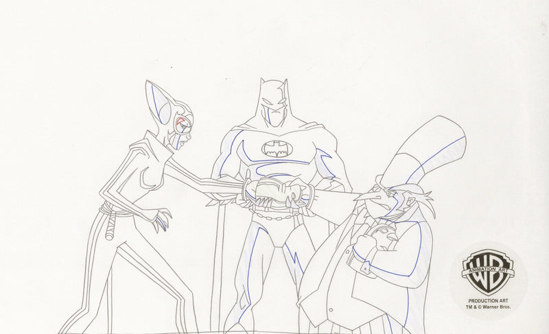 The Batman Original Production Drawing: Batman, Catwoman and Penguin