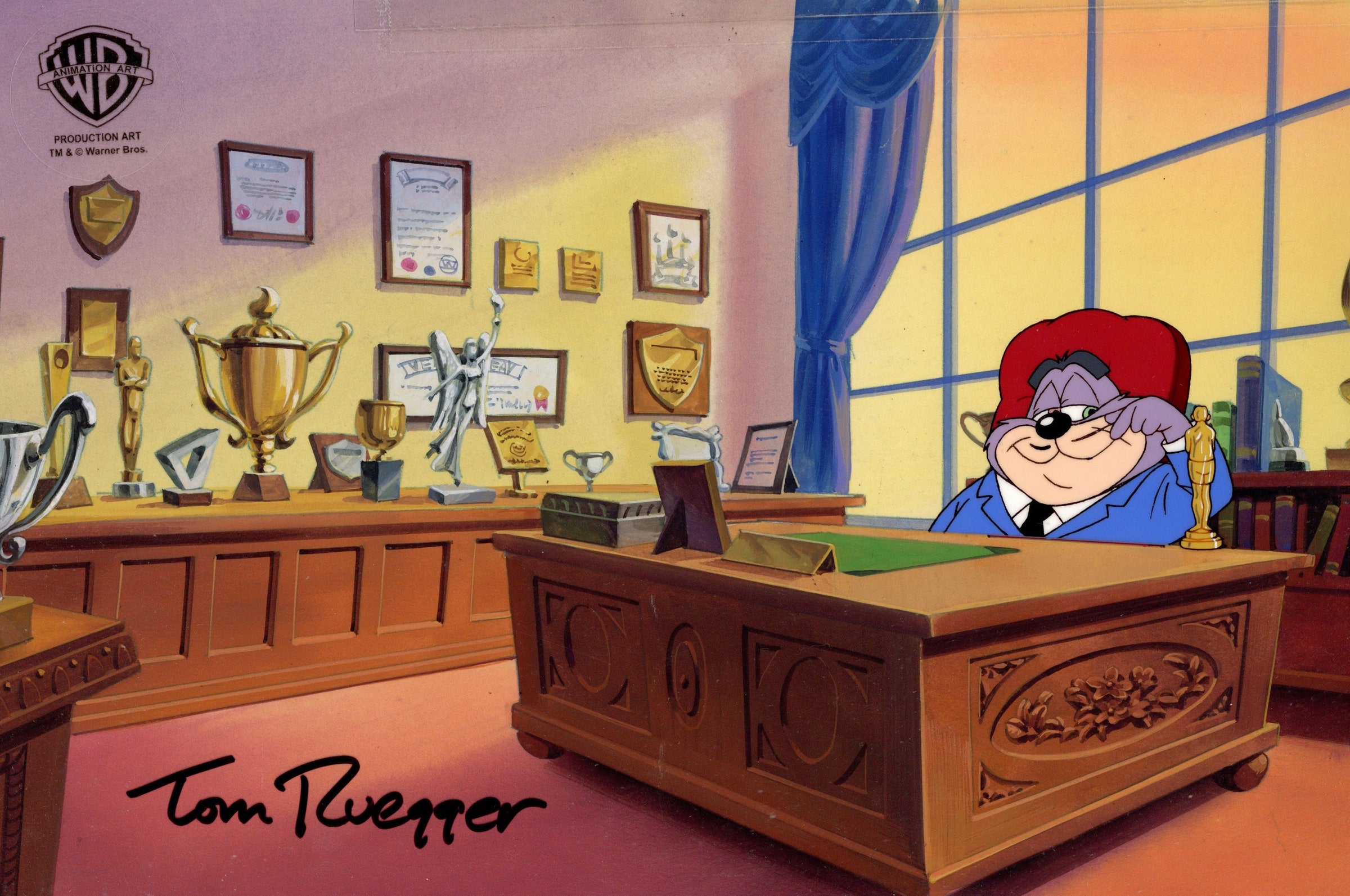 Tom Ruegger Productions Tiny Toons Original Production Cel on Original Background Signed by To ...