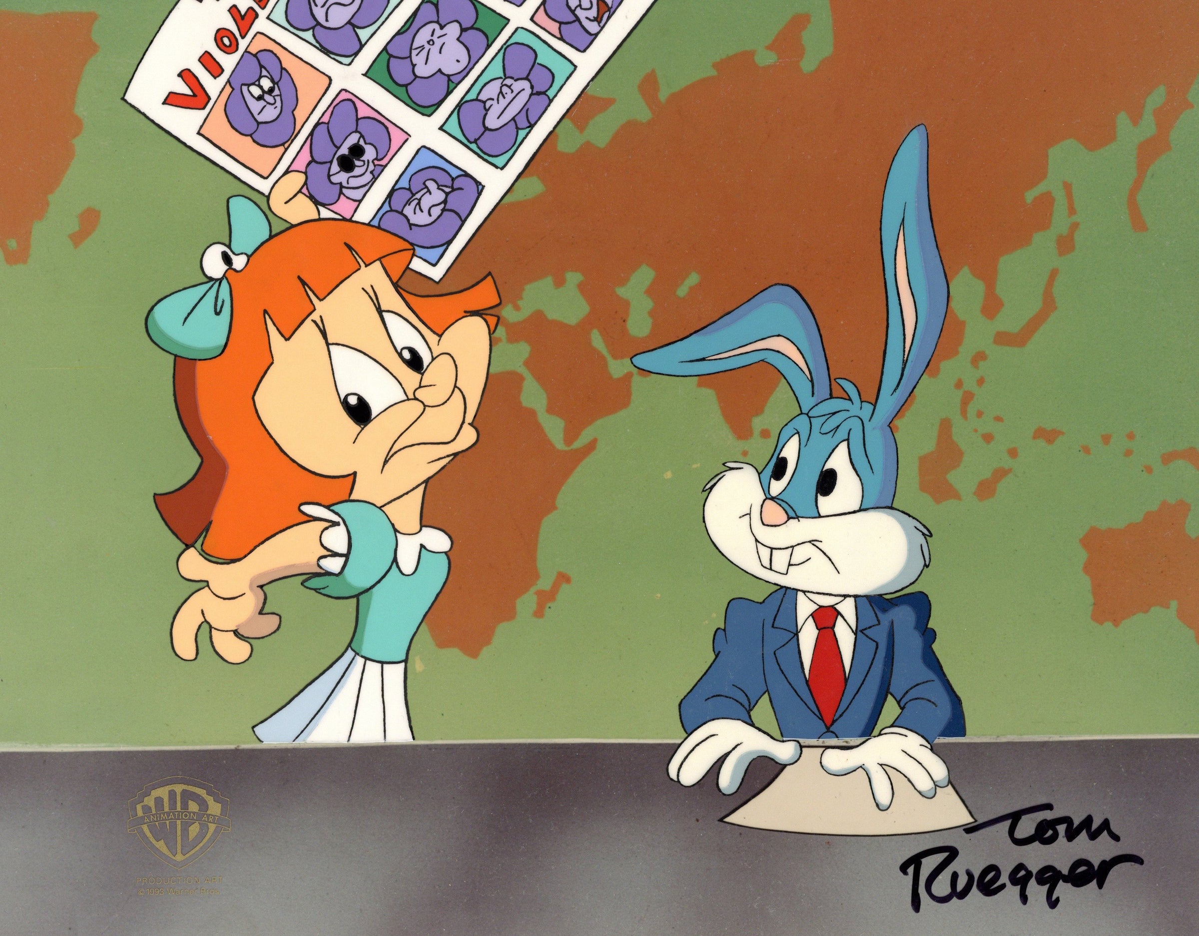 Tom Ruegger Style Tiny Toon Adventures Original Production Cel Signed by Tom Ruegger: El ...