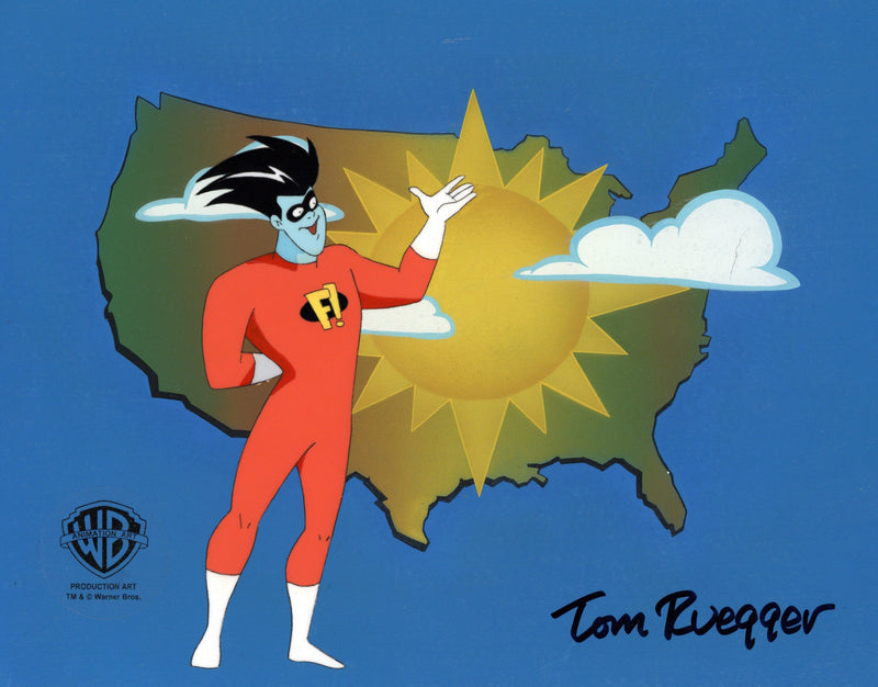 Freakazoid Original Production Cel on Original Production Background Signed by Tom Ruegger: Freakazoid