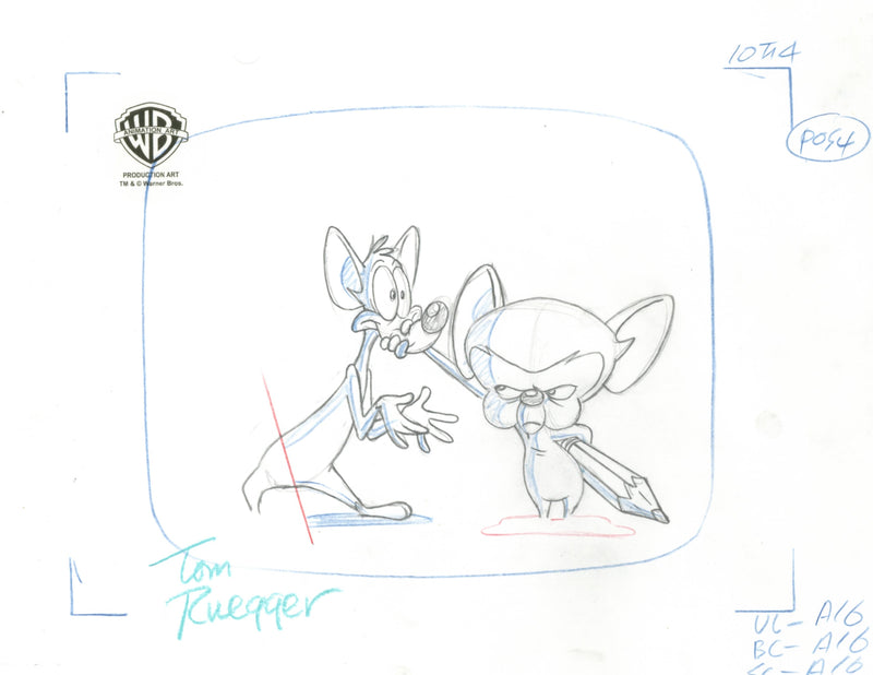 Tom Rueger Pinky And The Brain Original Production Layout Drawing Signed by Tom R ...