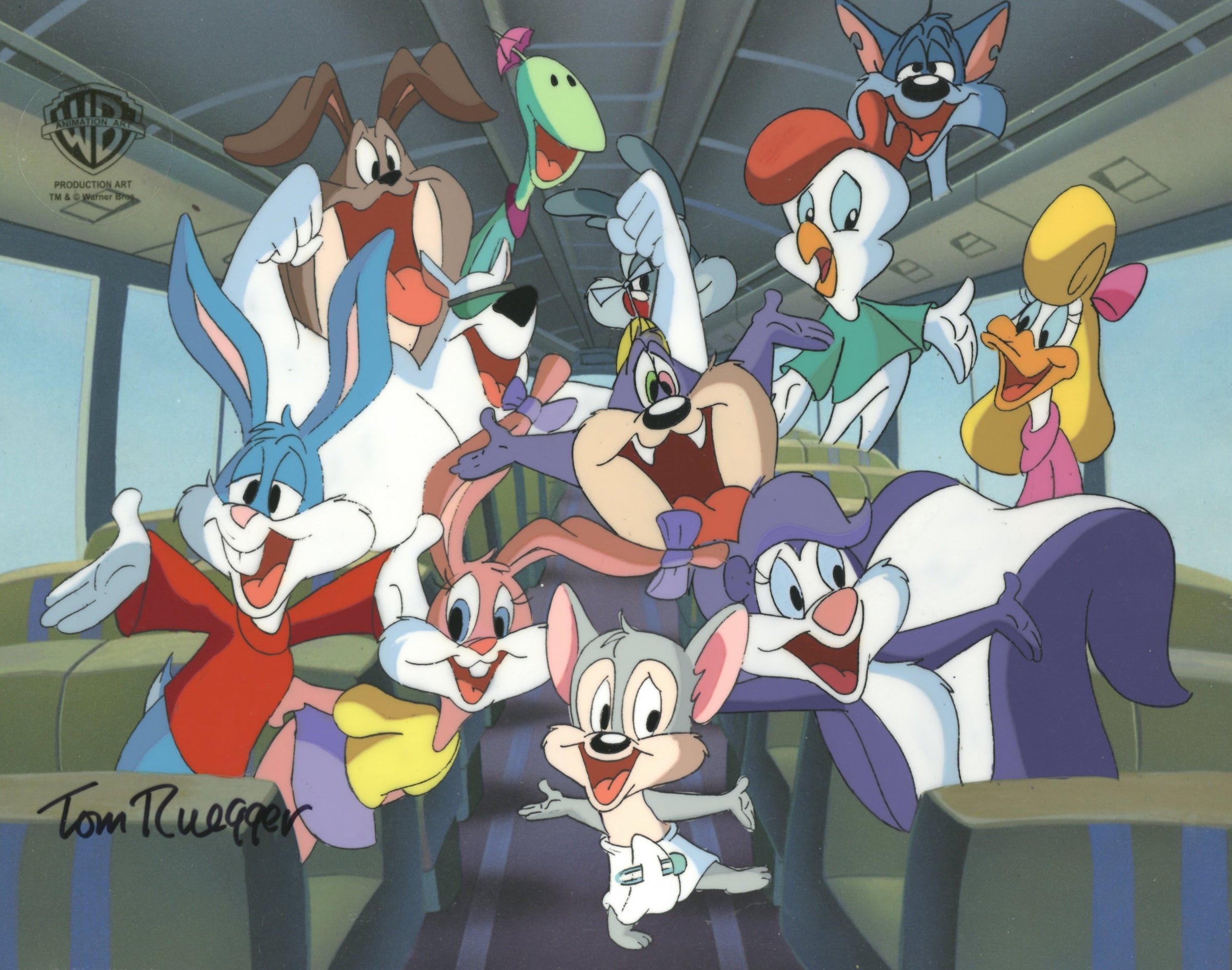 Tom Ruegger Characters Tiny Toon Adventures Original Production Cel Signed by Tom Ruegger: Ti ...