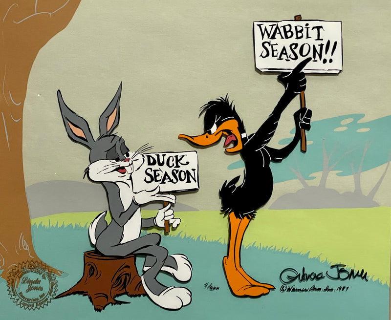 Looney Tunes Limited Edition Cel Signed by Chuck Jones: Duck Season Wabbit Season