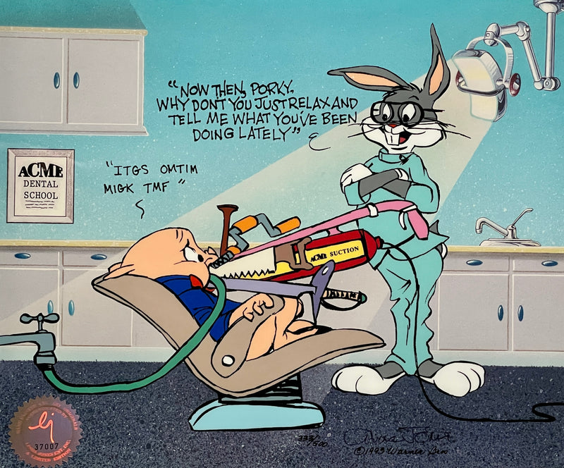 Looney Tunes Limited Edition Cel Signed by Chuck Jones: Bugs and Porky - What a Mouthful