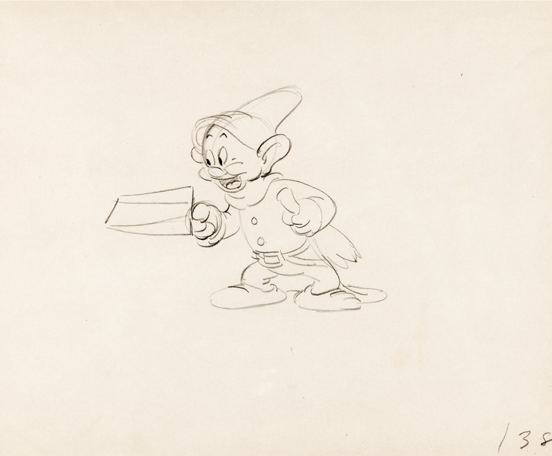Snow White and the Seven Dwarfs Original Production Drawing: Dopey