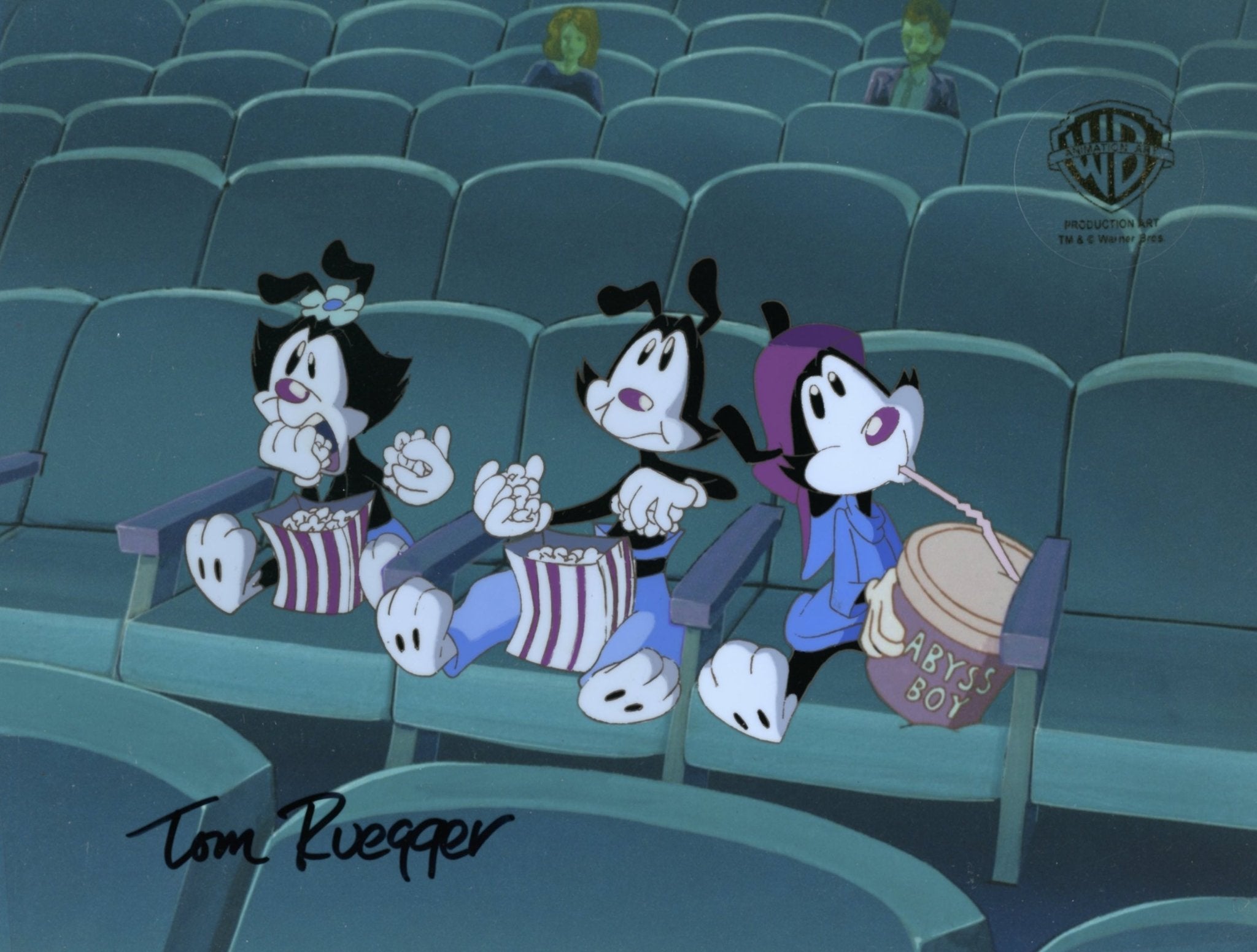 Tom Ruegger Characters Animaniacs Original Production Cel Signed by Tom Ruegger: Wakko, Yakko ...