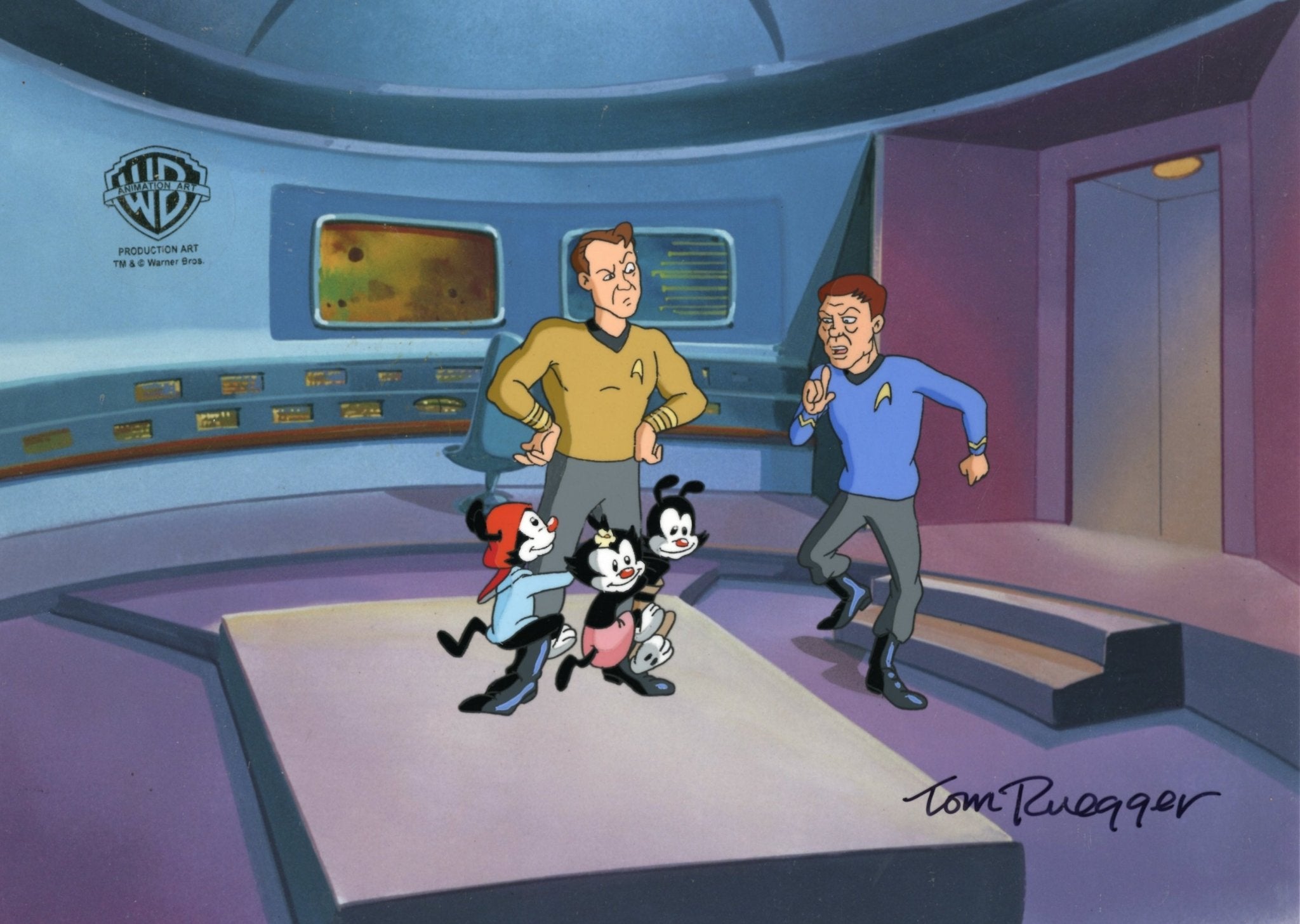 Tom Ruegger Productions Animaniacs Original Production Cel Signed by Tom Ruegger: Wakko, Yakko ...