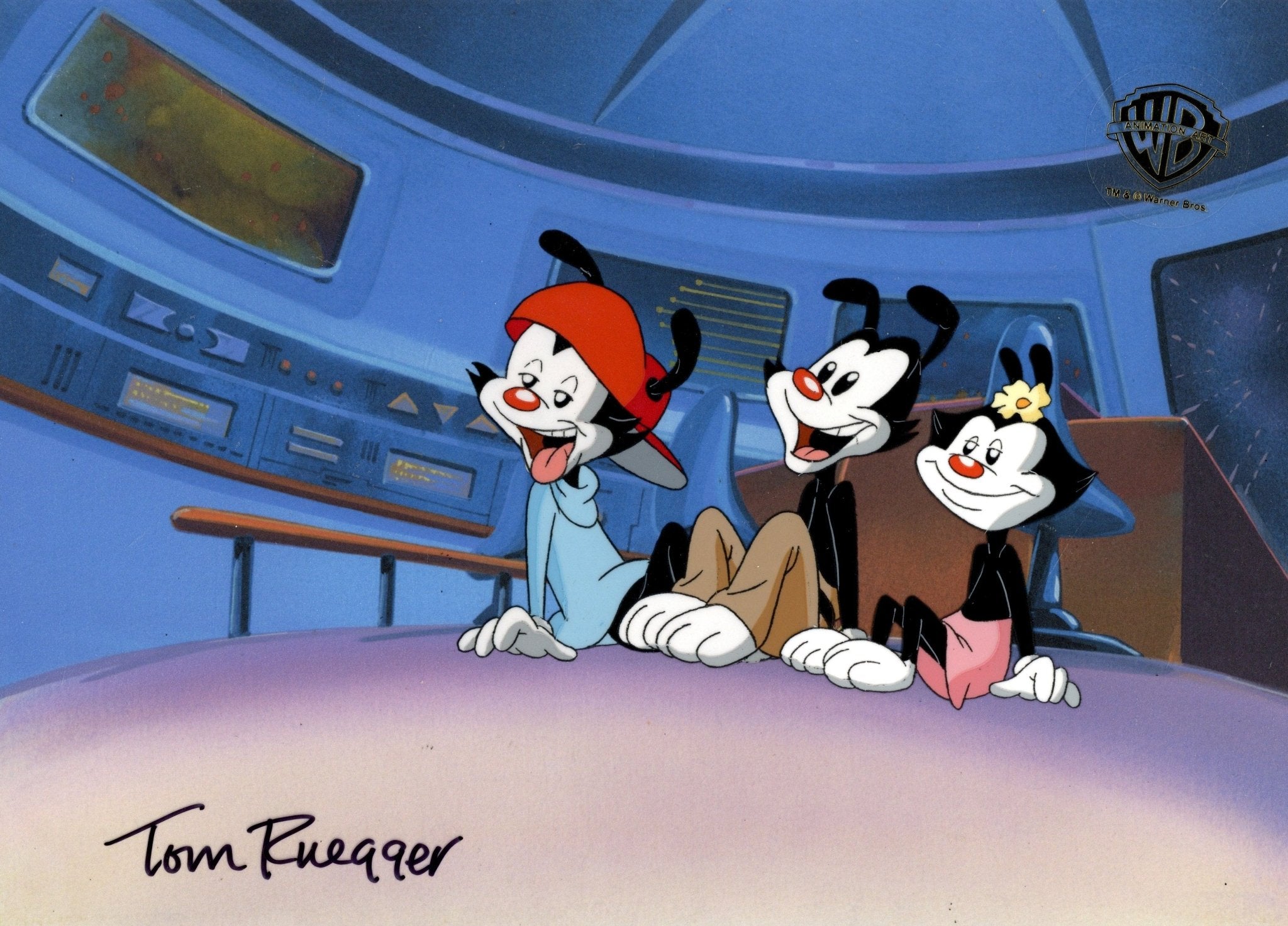 Tom Ruegger Animaniacs Original Production Cel Signed by Tom Ruegger: Yakko, Wakko ...