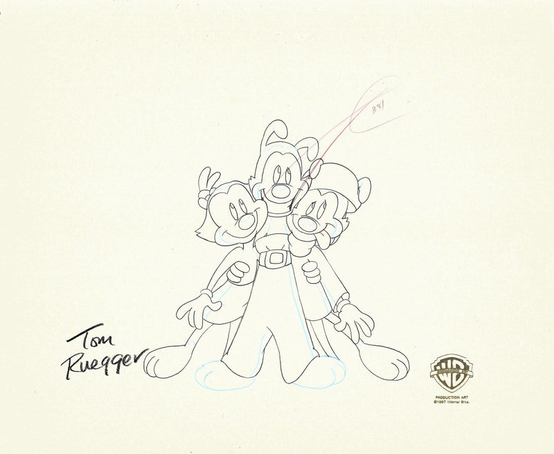 Animaniacs Original Production Drawing Signed by Tom Ruegger: Wakko, Y ...