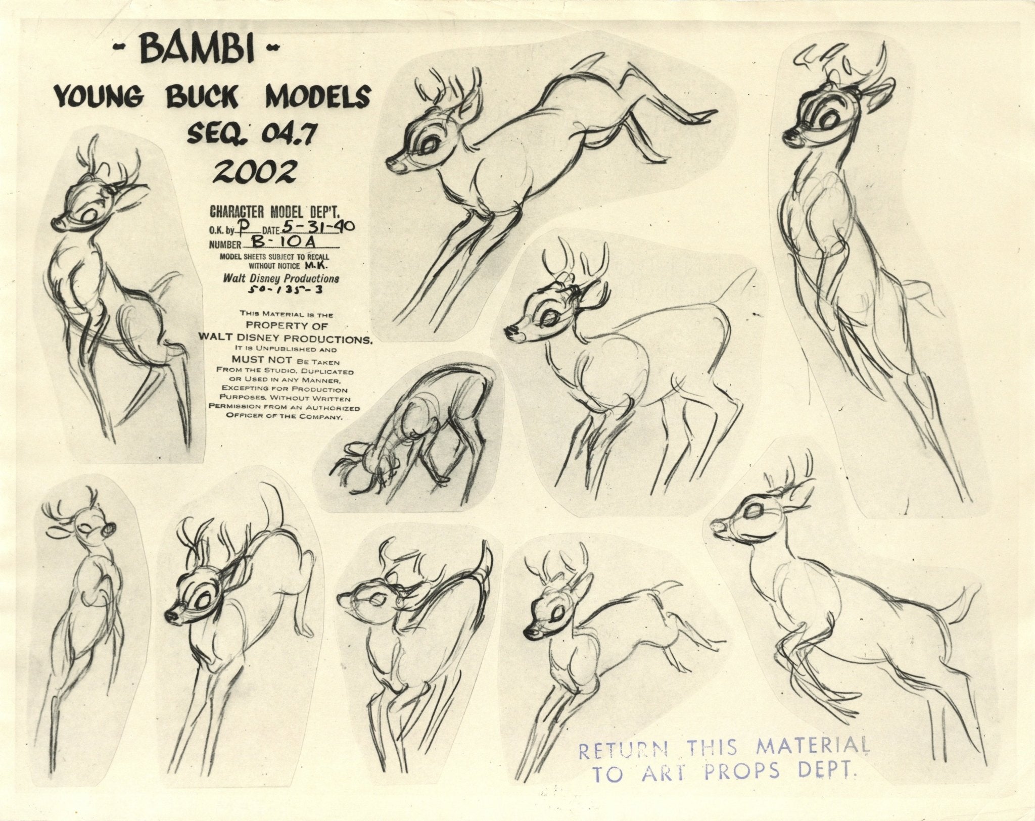 Bambi Original Stat Model Sheet: Young Buck Bambi – Choice Fine Art