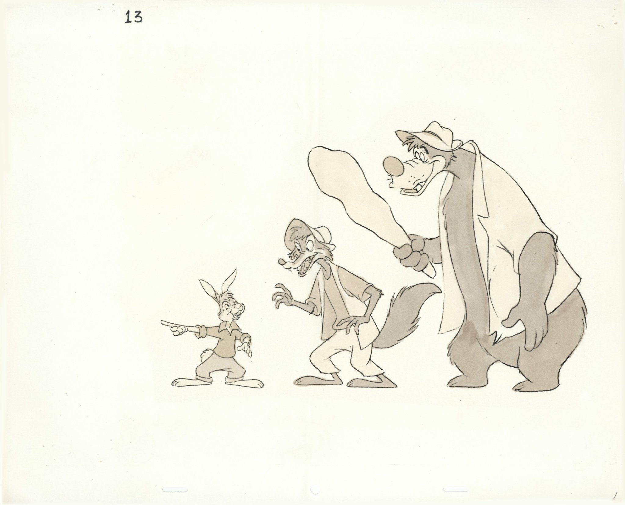 Hand-Colored Photostat Size Comparison Model Sheet: Br'er Rabbit