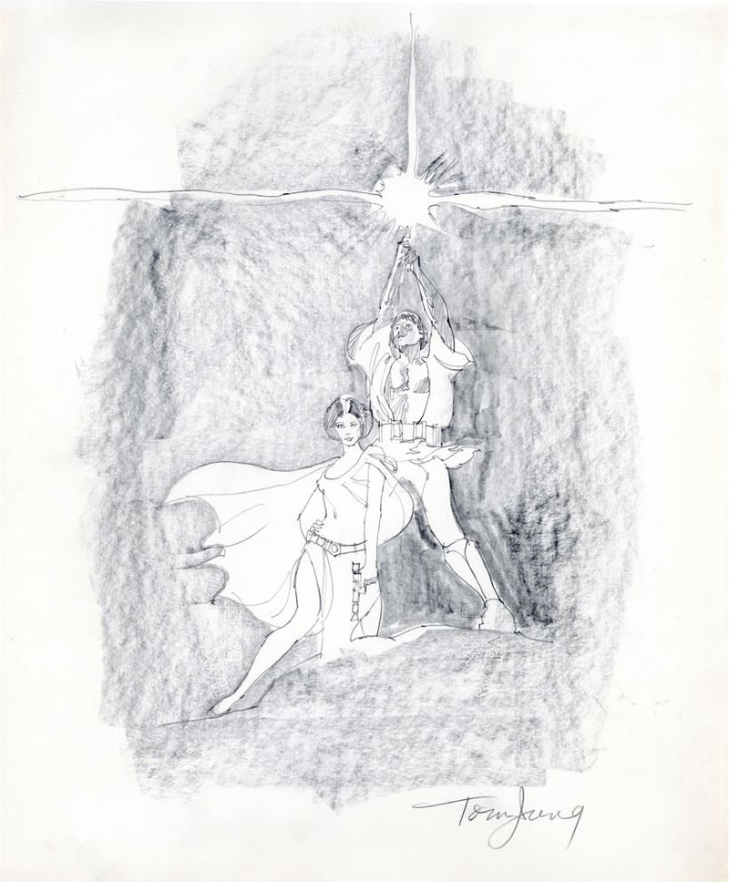 Star Wars: A New Hope Poster Concept Drawing Signed by Tom Jung